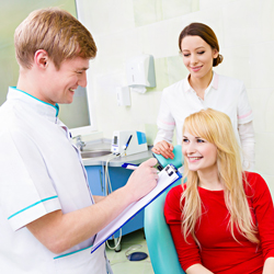 Smiling woman in dental chair